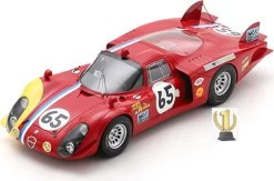 1968 Alfa Romeo 33/2 No.65 24H Le Mans S. Trosch - K. Von Wendt In 1:18 Scale With Acrylic Cover