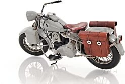 1942 Indian Model 741 Grey Motorcycle 1:12 Scale By Old Modern Handicrafts