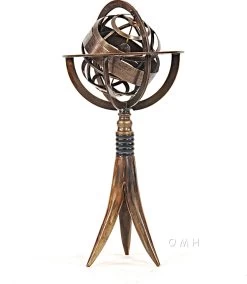 Brass Armillary On Horn Stand By Old Modern Handicrafts
