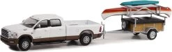 2022 Ram 2500 Canoe Trailer With Canoe Rack, Canoe And Kayak In 1:64 Scale By Greenlight